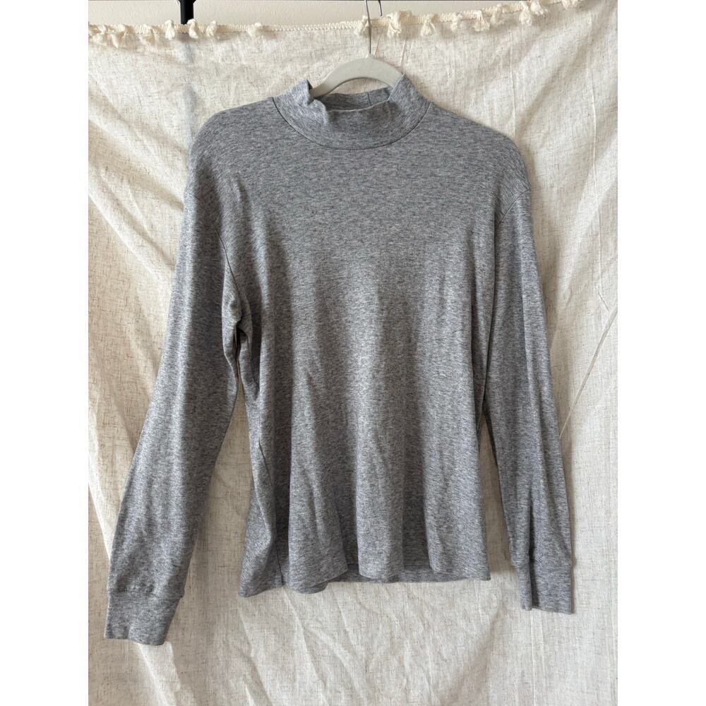 Uniqlo Mock Neck Gray Long Sleeve T-Shirt Sz. M